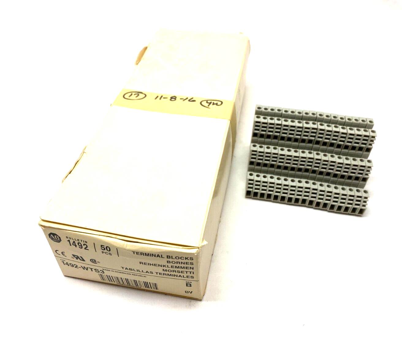 Allen Bradley 1492-WTS3 Ser B 3-Stage Feed-Through Terminal Block Gray BOX OF 17 - Maverick Industrial Sales