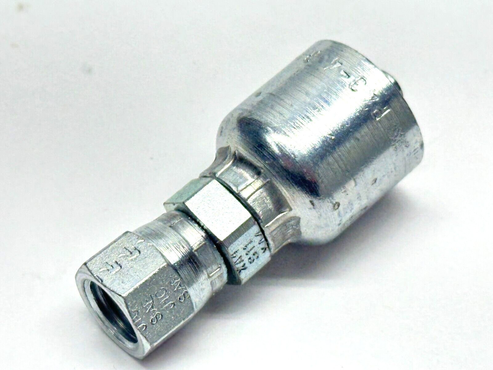 Parker 10643-4-4 Crimp Style Hydraulic Hose Fitting Female JIC 37 1/4" 7/16x20" - Maverick Industrial Sales