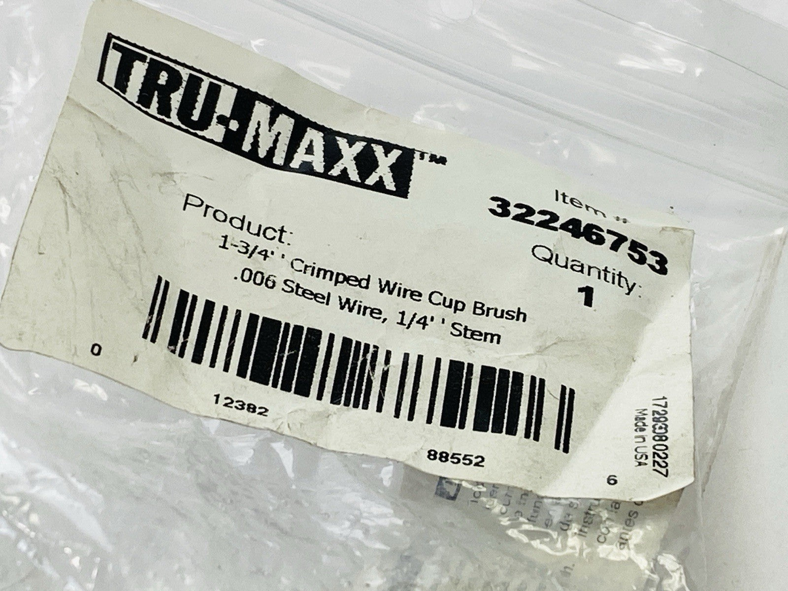Tru-Maxx 32246753 Cup Brush 1-3/4" Diameter 0.006" Wire Diameter Steel Crimped - Maverick Industrial Sales