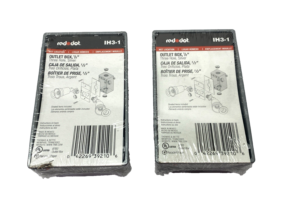 Red Dot IH3-1 Weatherproof Box 1/2", Three Hole, Silver, Aluminum, LOT OF 2 - Maverick Industrial Sales