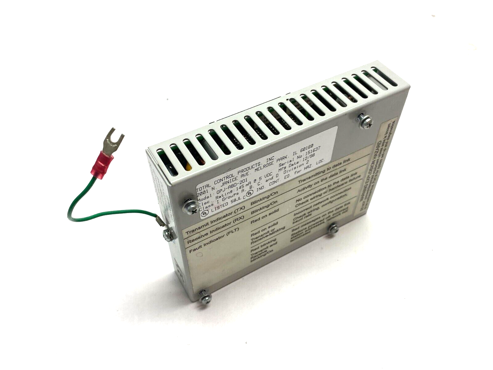 Total Control Products QPJ-ABD-201 Data Highway Quickpanel 145mA @5VDC - Used - Maverick Industrial Sales