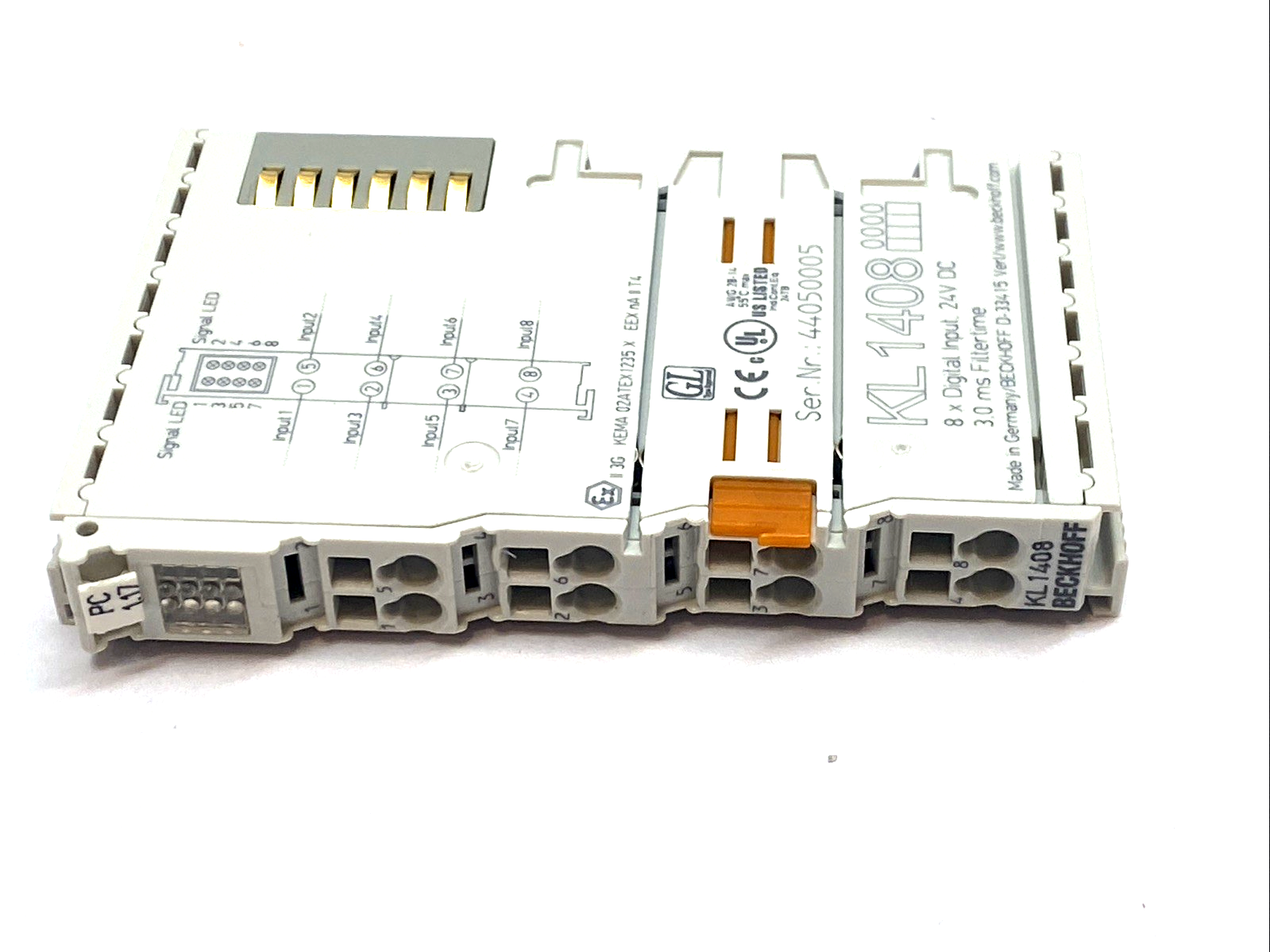 KL1408 | Beckhoff Bus Terminal 8‑Channel 24V DC Digital Input 3ms Filter 1‑Wire - Used - Maverick Industrial Sales