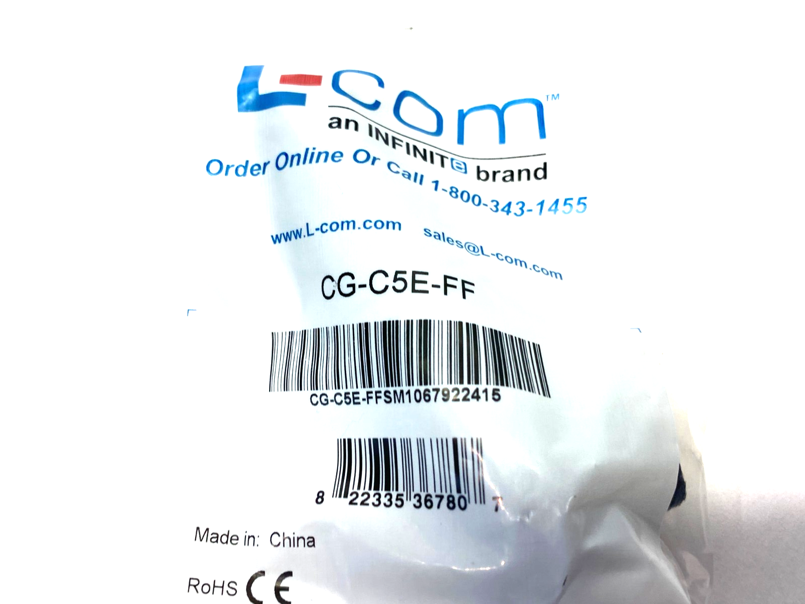 L-Com CG-C5E-FF Waterproof Cat5 Cat6 Inline Coupler Extender - Maverick Industrial Sales
