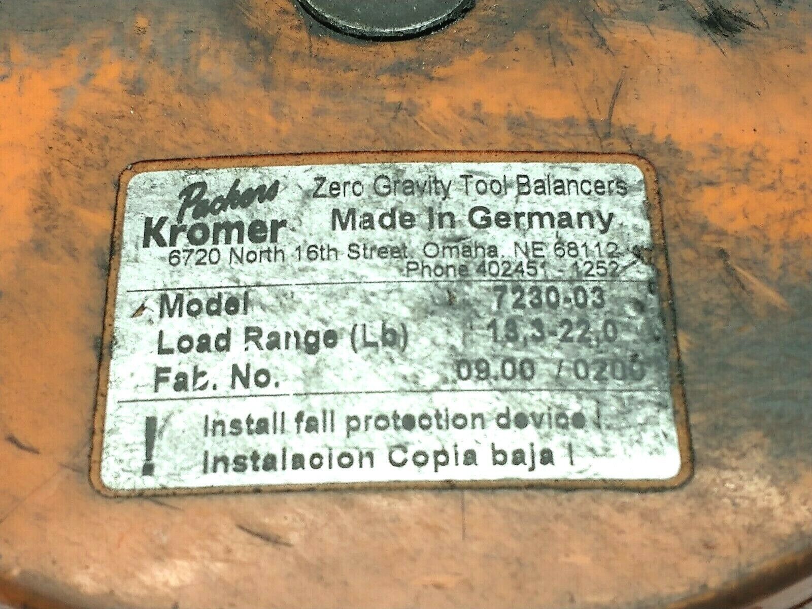 Packers Kromer 7230-03 Zero Gravity Tool Balancer 13.3-22Lbs Load Range - Maverick Industrial Sales