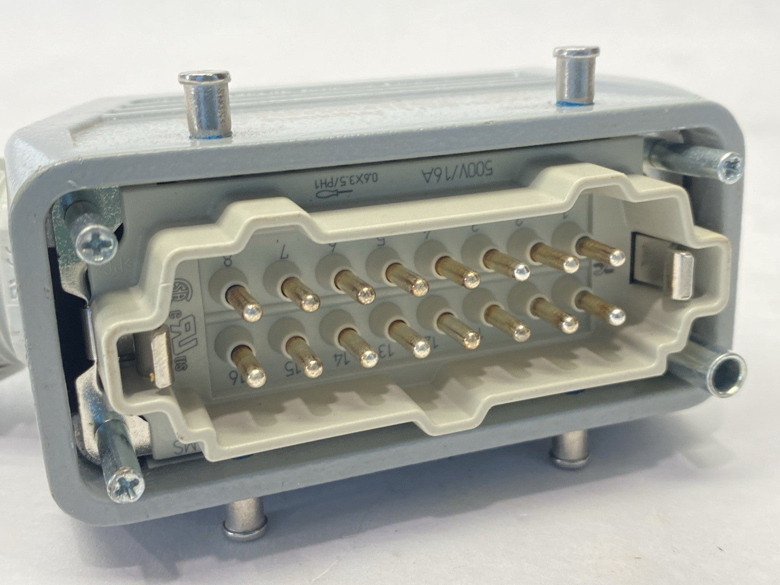 Weidmuller HDC HE 16 MS Male Connector 16P 16A 500V 1207500000 w/ 1788180000 - Maverick Industrial Sales