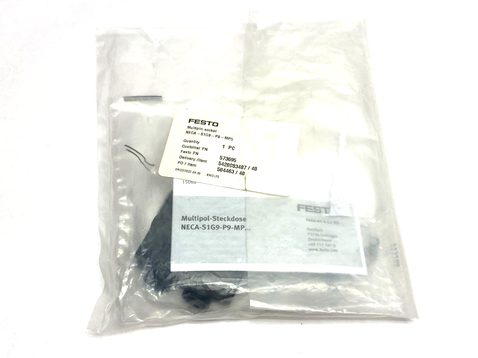NECA-S1G9-P9-MP5,573695 | Festo NECA-S1G9-P9-MP5 Multi-Pin Plug Socket 573695 - New - Maverick Industrial Sales
