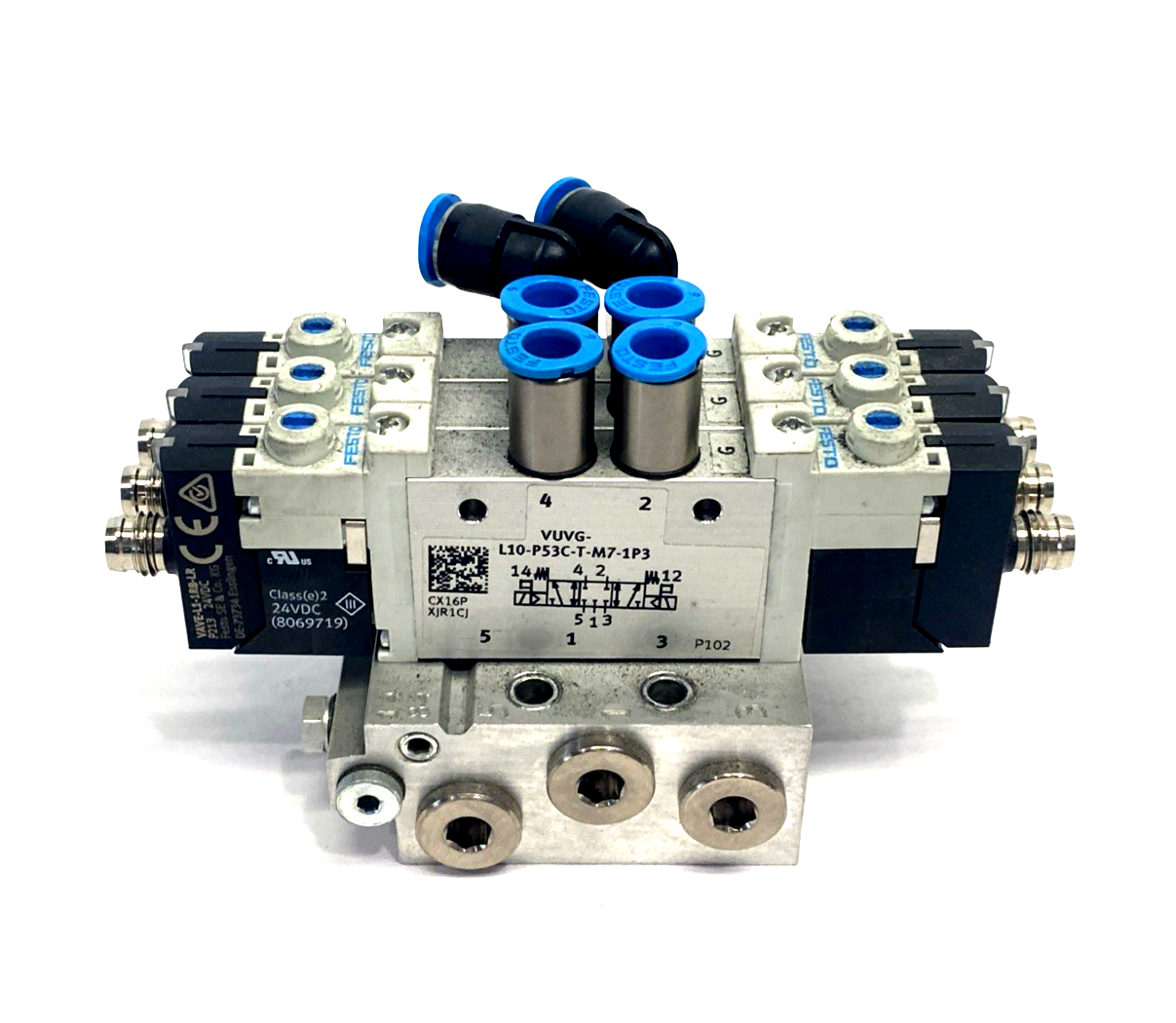 Festo VUVG-L10-P53C-T-M7-1P3 3-Station Solenoid Valve Manifold 566476 - Maverick Industrial Sales