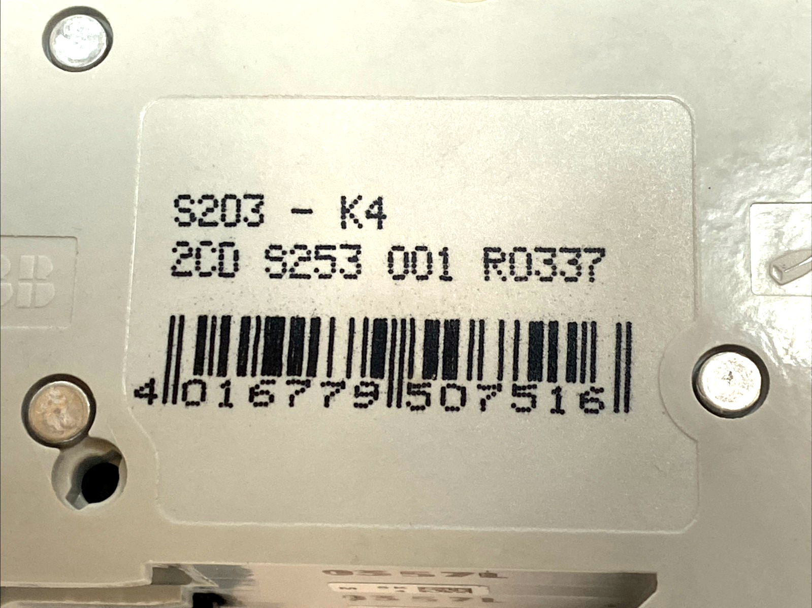 2CDS253001R0337 | ABB MCB 3-Pole 4A Curve K S203-K4 - Used - Maverick Industrial Sales