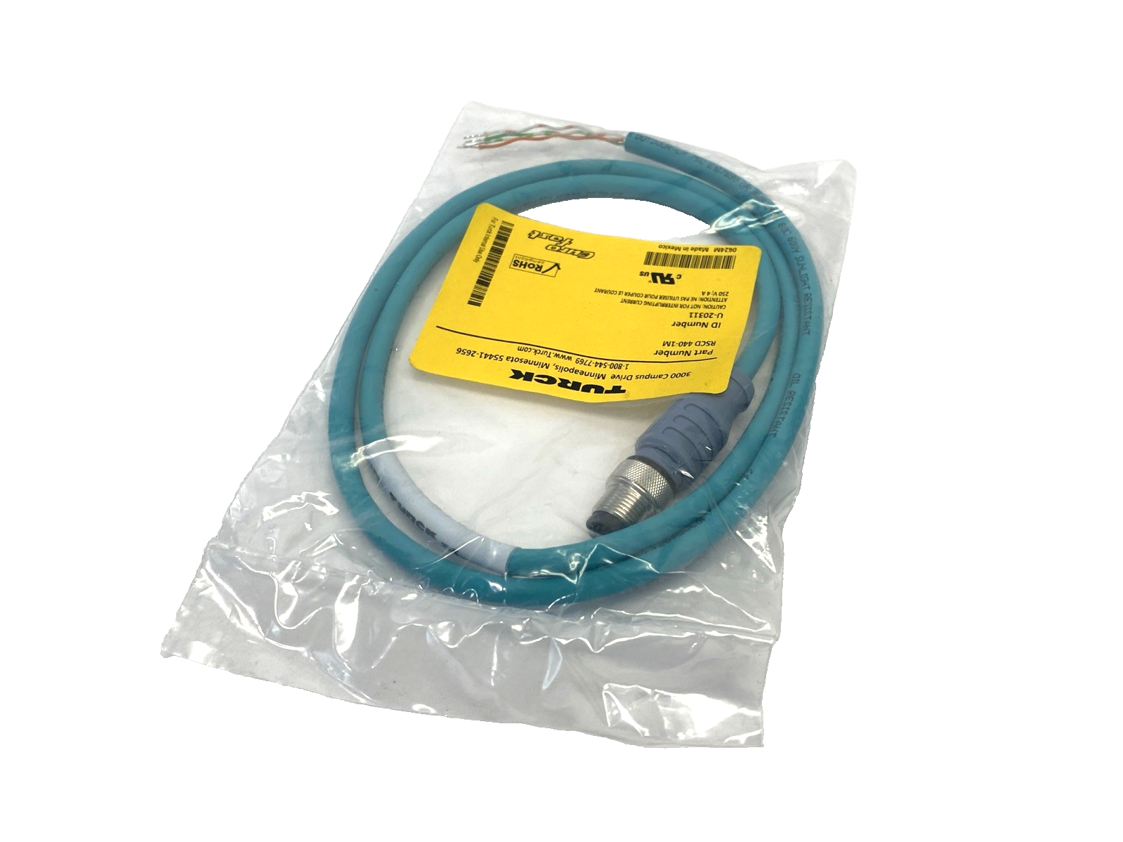 RSCD 440-1M | Turck Industrial Ethernet Extension Cable M12 Male 4-Pin 1m U-20311 - New - Maverick Industrial Sales