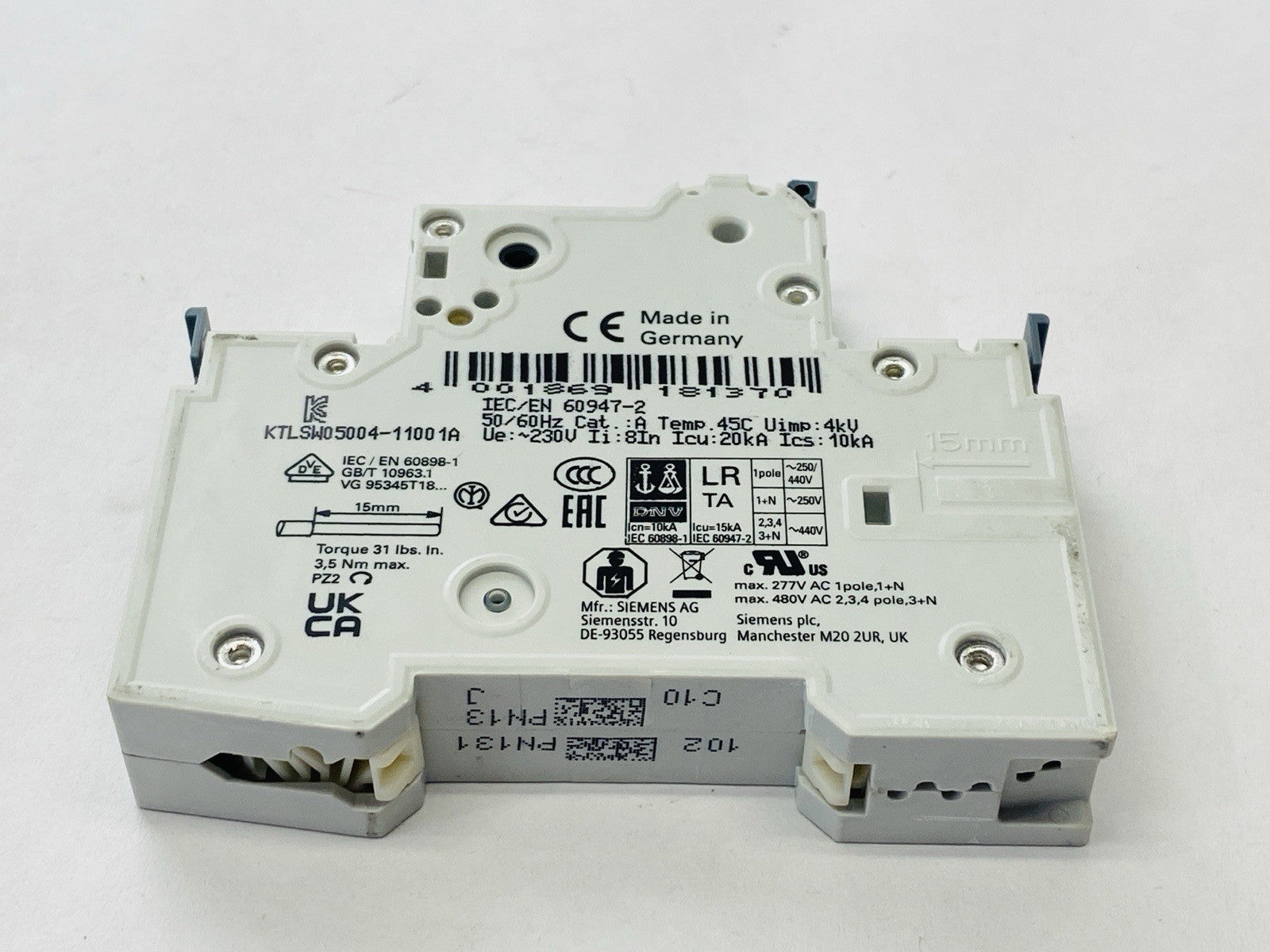 Siemens 5SY4110-7 Miniature Circuit Breaker C10 1-Pole 10kA 10A - New - Maverick Industrial Sales
