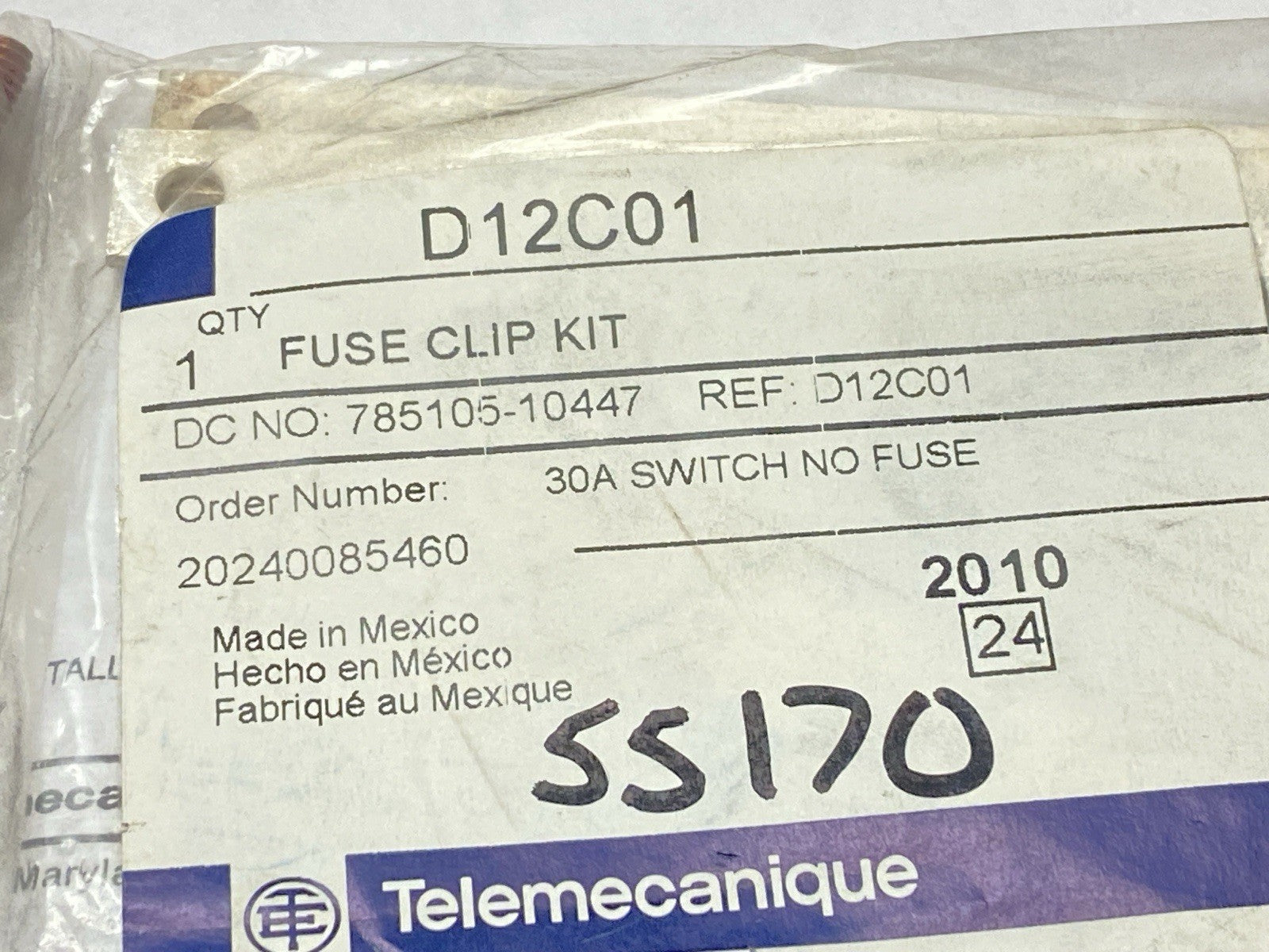 Telemecanique D12C01 Fuse Clip Kit 30A - Maverick Industrial Sales
