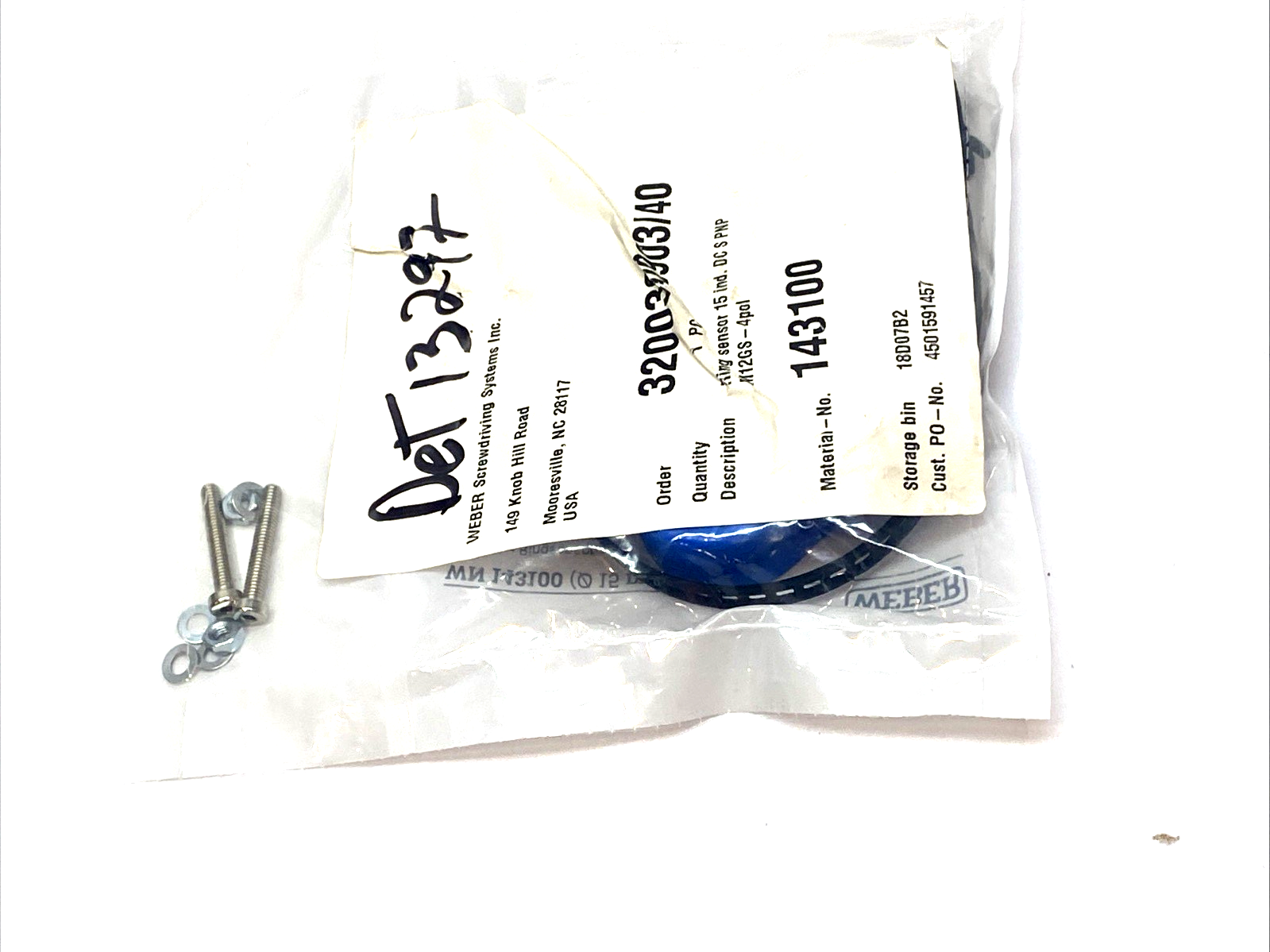 Weber WN 143100 Inductive Ring Sensor 15mm Dia. 10-35VDC - Maverick Industrial Sales