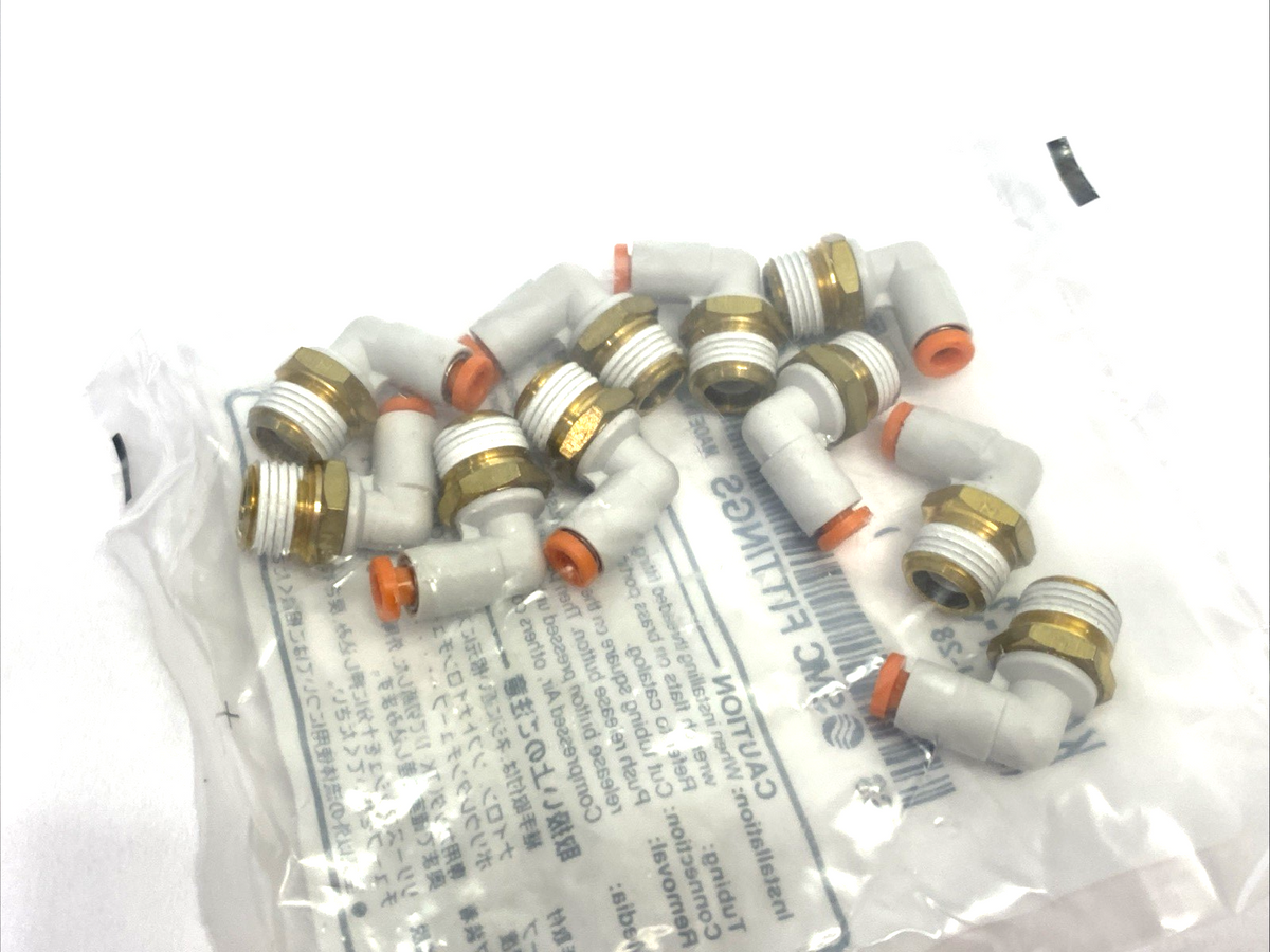 KQ2L01-34AS | SMC One-Touch Pneumatic Male Elbow Connector Fitting 10-PACK - New - Maverick Industrial Sales