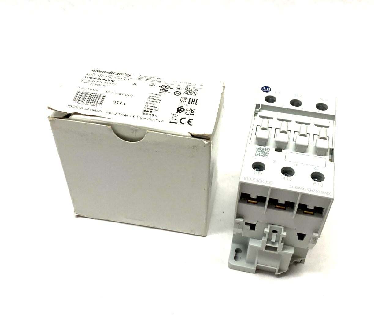 Allen Bradley 100-E30KJ00 Ser. A Non-Reversing Contactor 24-60V BROKEN MOUNT - Maverick Industrial Sales