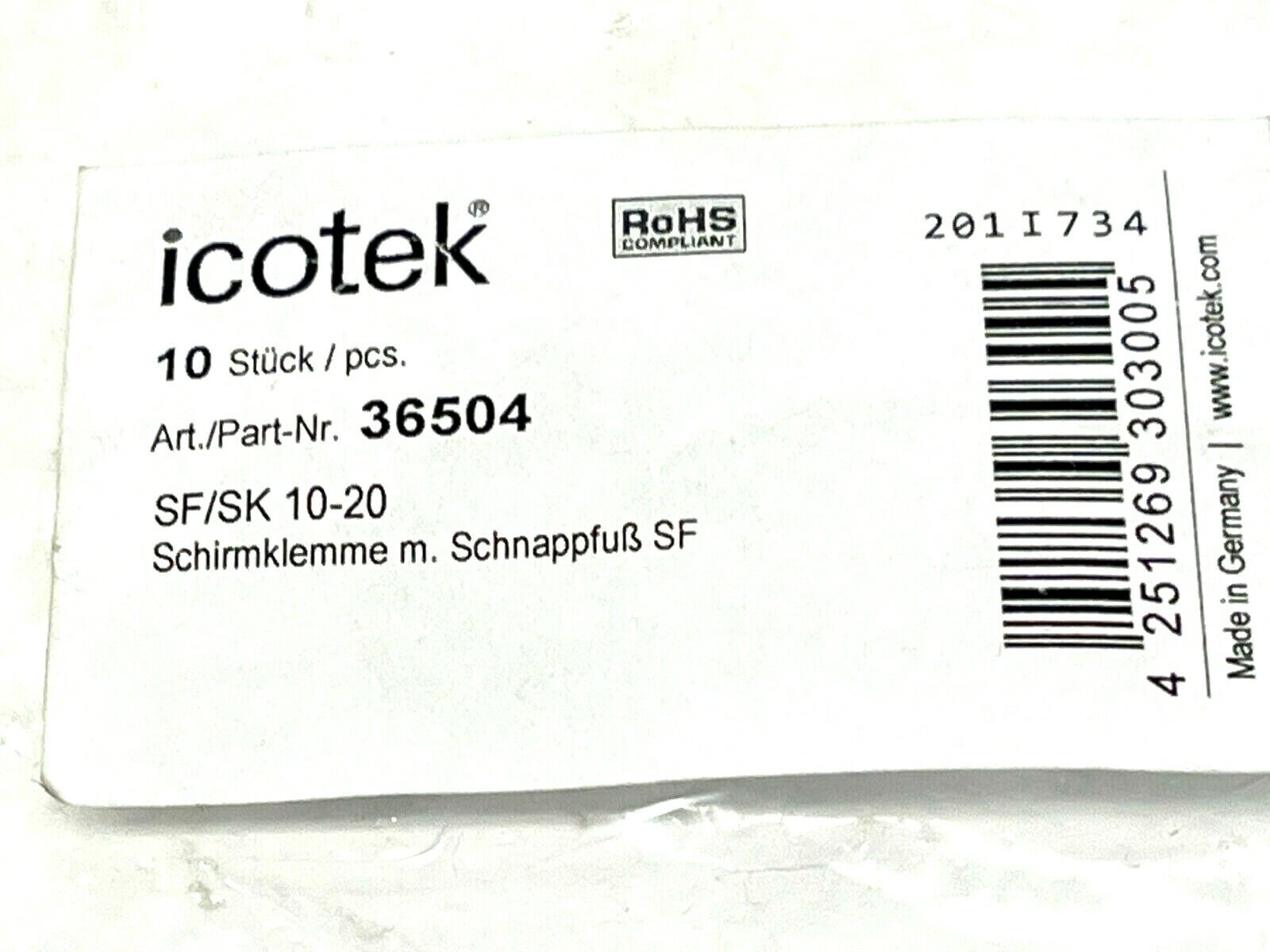 Icotek SF/SK 10-20 EMC Shield Clamp for DIN Rail Shape H 36504 - Maverick Industrial Sales
