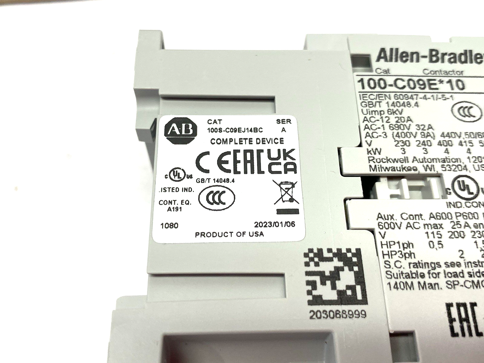 Allen Bradley 100S-C09EJ14BC Ser. A Guardmaster Safety Contactor 3 NO Main - Maverick Industrial Sales