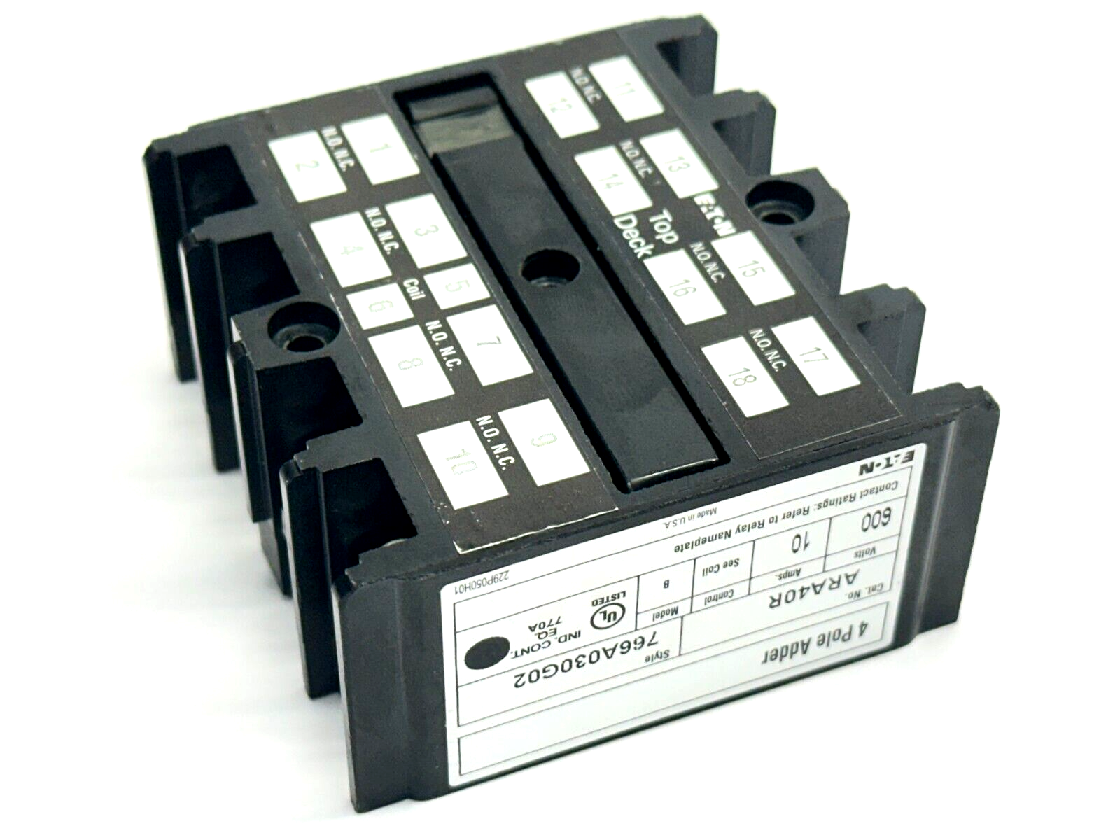 Eaton ARA40R 600V 10A Contact 4 Pole Adder 766A030G02 Model B - Maverick Industrial Sales