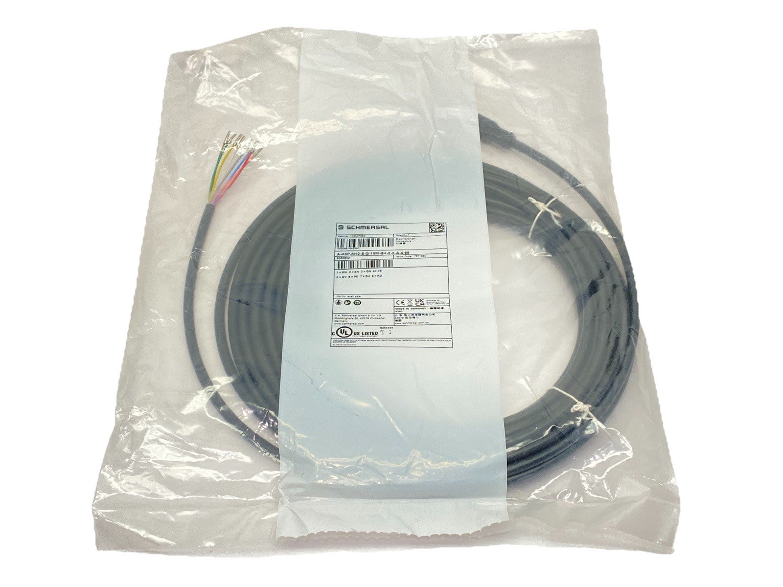 A-K8P-M12-S-G-10M-BK-2-X-A-4-69 | Schmersal Cordset Female M12 8-Pin 10m 103007359 - New - Maverick Industrial Sales