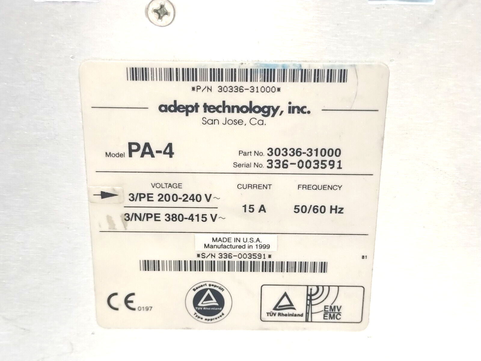 Adept 30336-31000 PA-4 Robot Dual Power Amp. & Controller 240V 15A EJI AWCII AVI - Maverick Industrial Sales