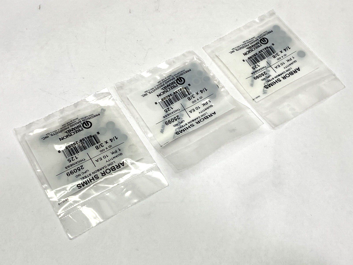 25099 | Precision Brand 1/4″ I.D. x 3/8″ O.D. x 0.125″ Steel Shims 10PK LOT OF 3 - New - Maverick Industrial Sales