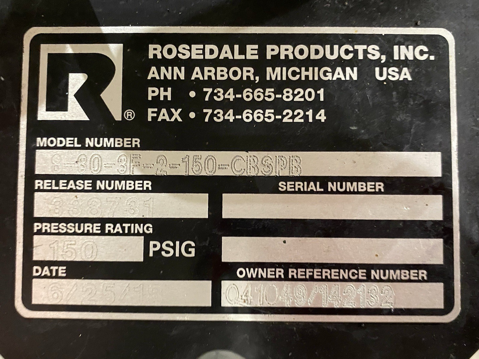 8-30-3F-2-150-CBSPB | Rosedale Products Carbon Steel Filter Housing Style 2 Size 2 - Used - Maverick Industrial Sales