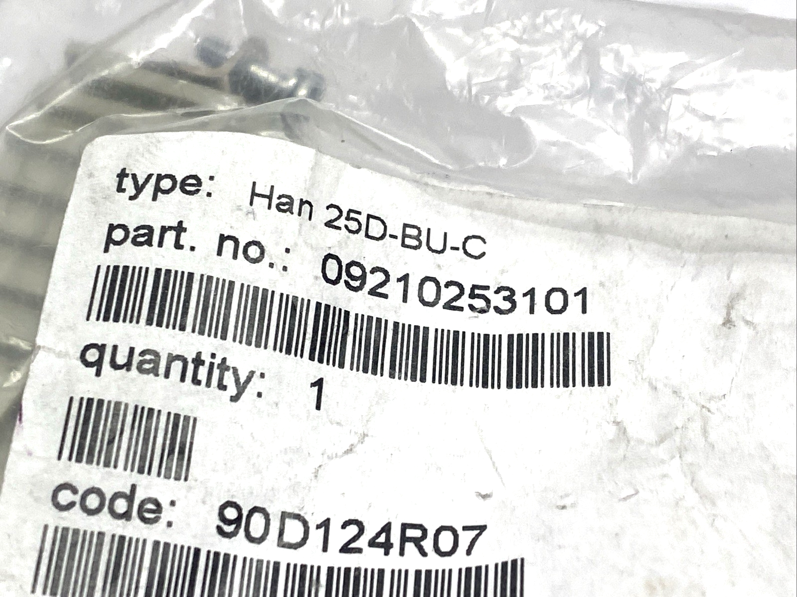 Harting 09210253101 Han D 25 Pos. Female Crimp Insert Han 25D-BU-C LOT OF 2 - Maverick Industrial Sales