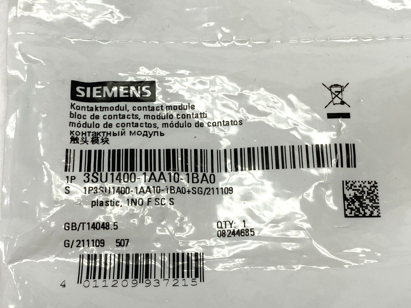 Siemens 3SU1400-1AA10-1BA0 Contact Module - Maverick Industrial Sales