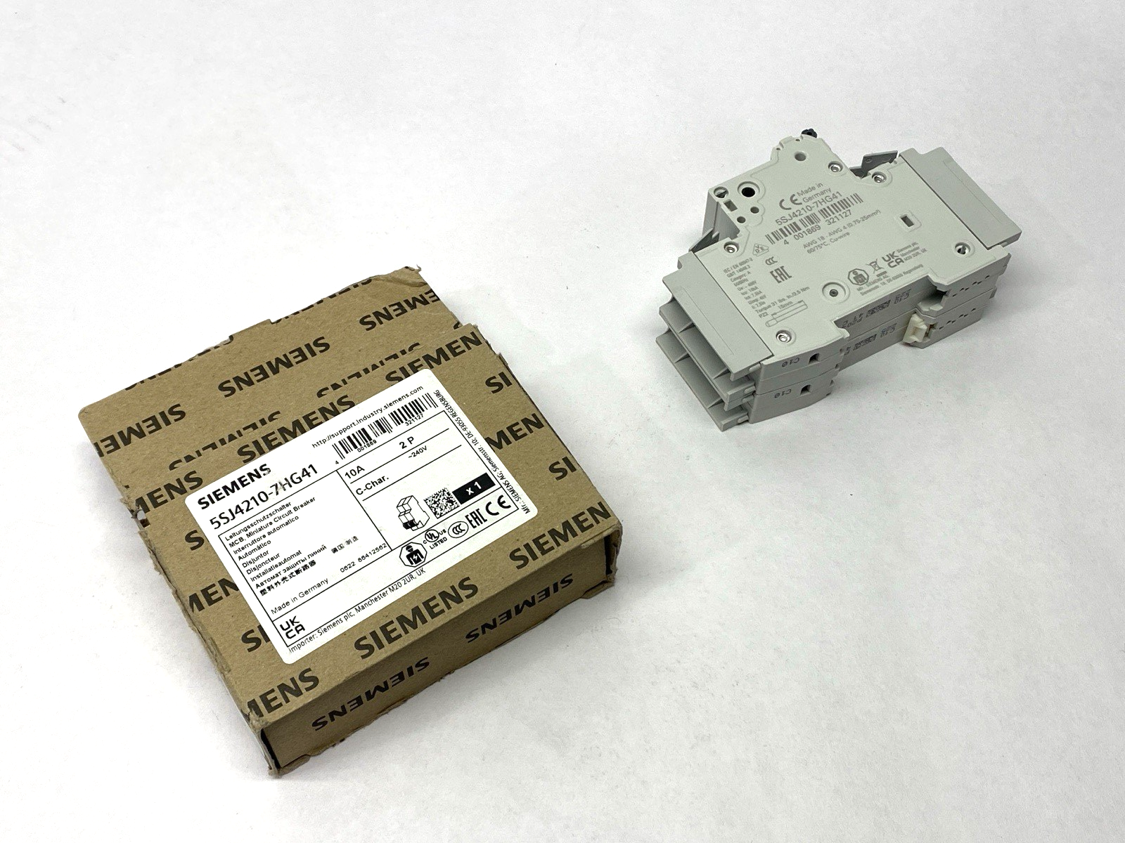 Siemens 5SJ4210-7HG41 Miniature Circuit Breaker 2-Pole C-Trip 240V 14kA 10A - Maverick Industrial Sales