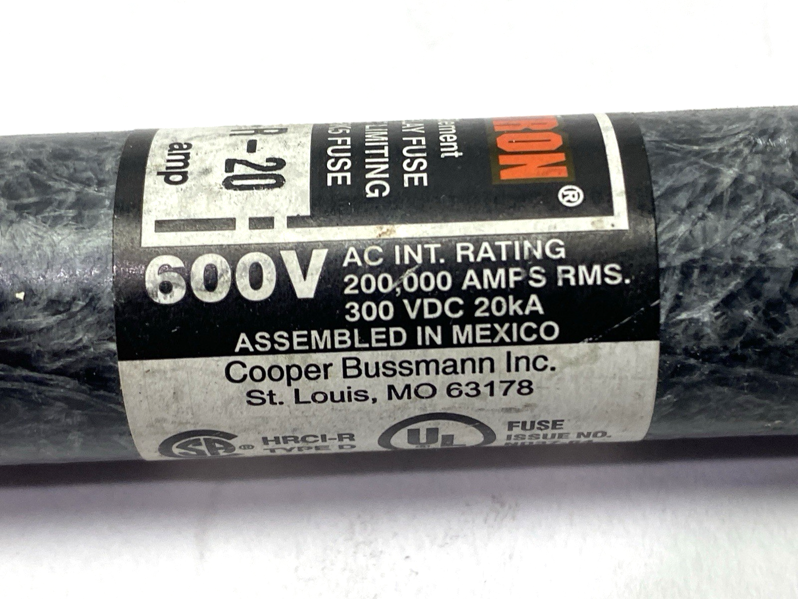 Fusetron FRS-R-20 Time-Delay Current Limiting Fuse Class RK5 600V 20A SHELFWARE - Maverick Industrial Sales