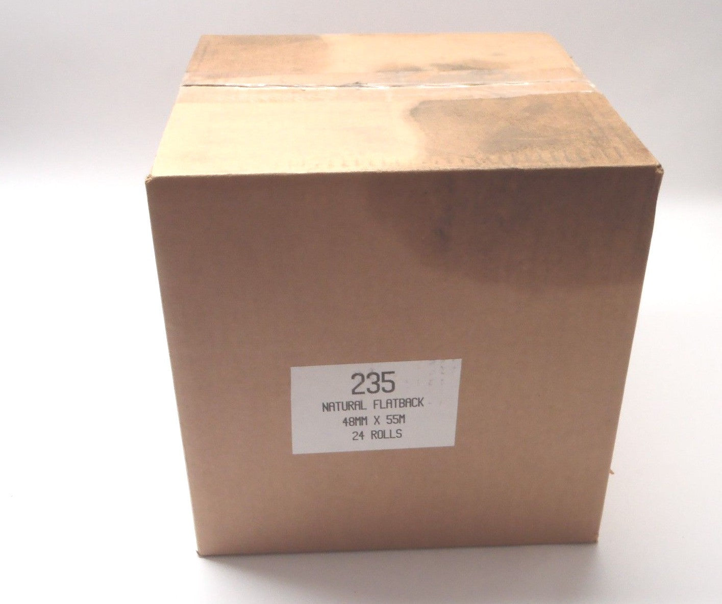 235 | Tan Natural Flatback Tape 48mm x 55M Rolls CASE OF 24- New – Open box - Maverick Industrial Sales