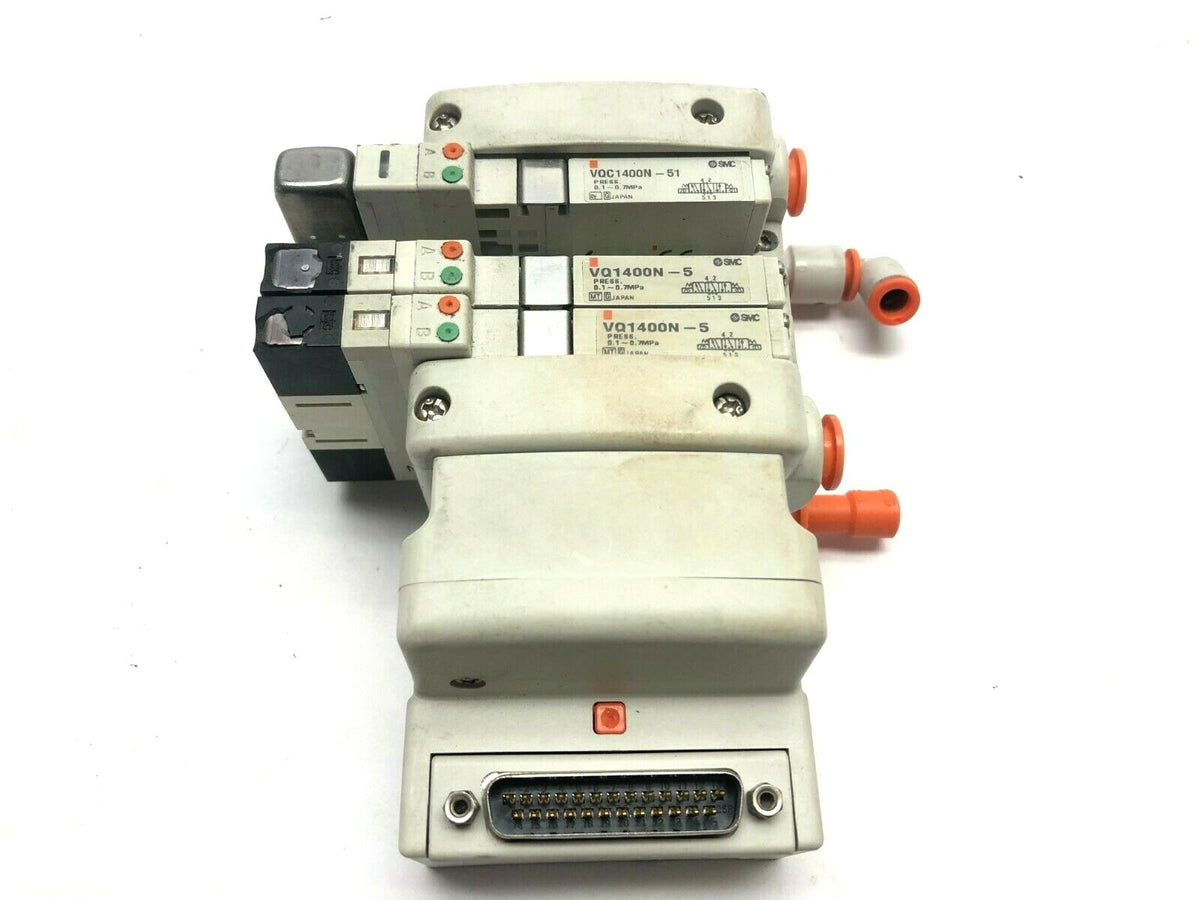 VV5QC11-04C4FD0 | SMC Manifold Base w/ Solenoids 2) VQ1400N 1)VQC1400N 1000 Series - Used - Maverick Industrial Sales