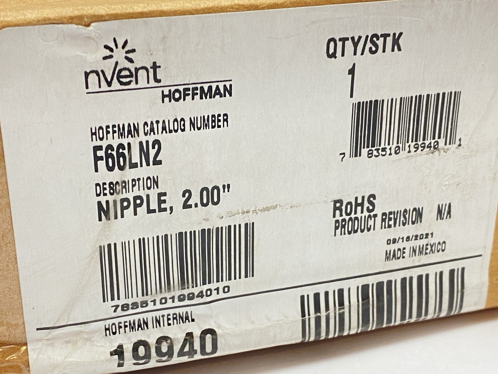 F66LN2 | Hoffman nVent Wireway Nipple Lay-in Hinged Cover 6" x 6" x 2" Gray Steel - New - Maverick Industrial Sales