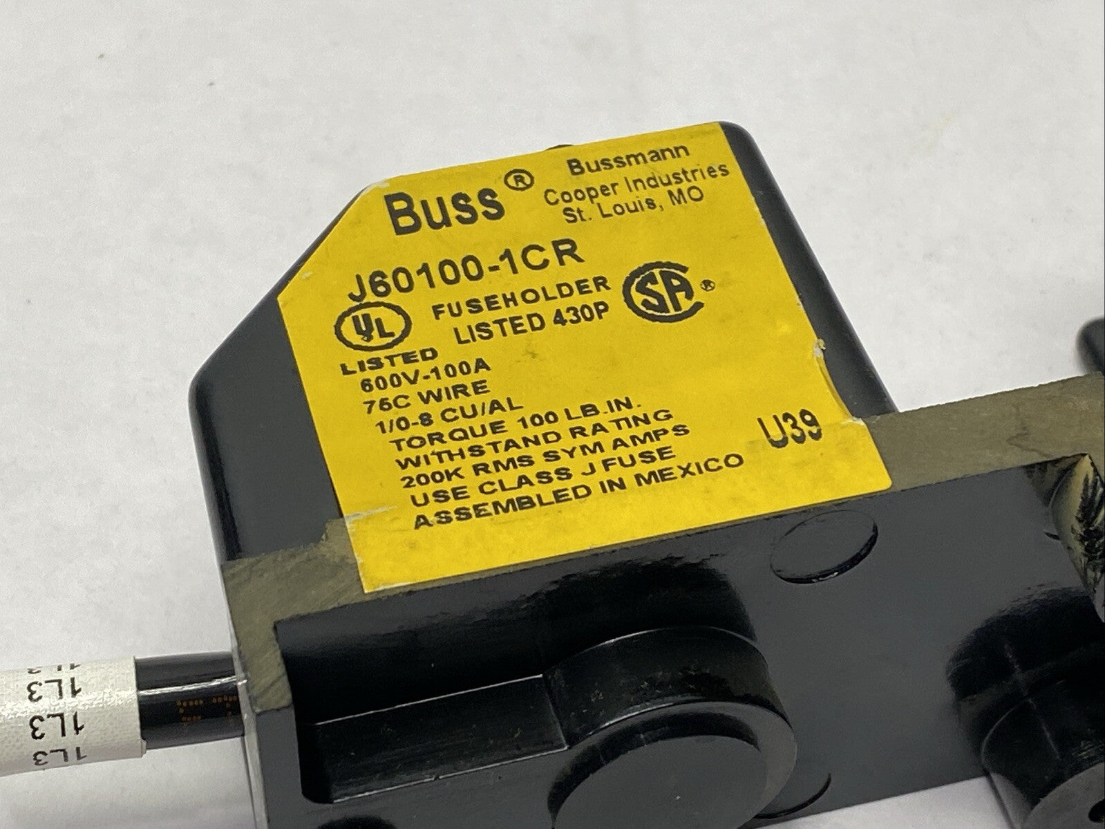 Cooper Bussmann J60100-1CR Fuse Holder 1-Pole Class J 100A 600V - Maverick Industrial Sales