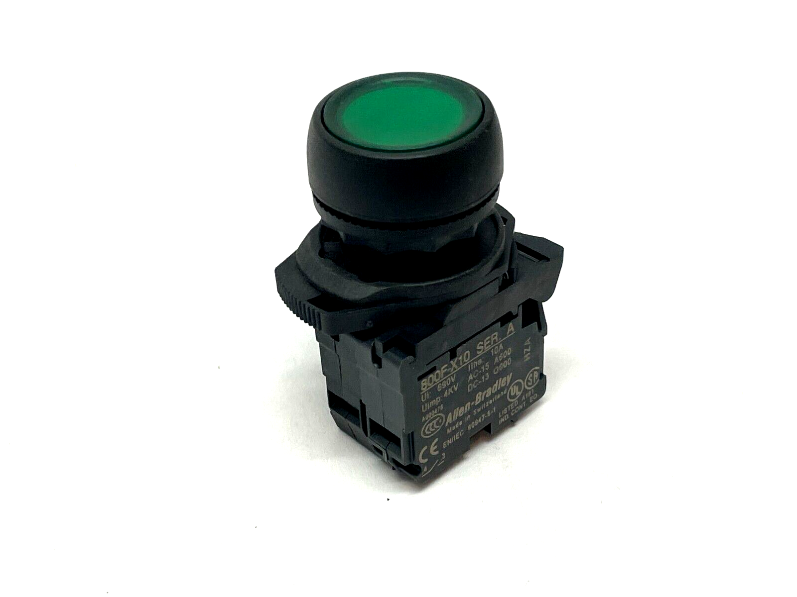 Allen Bradley 800FP-LF3 Pushbutton Green w/ 800F-N3G Ser. A Lamp - Maverick Industrial Sales