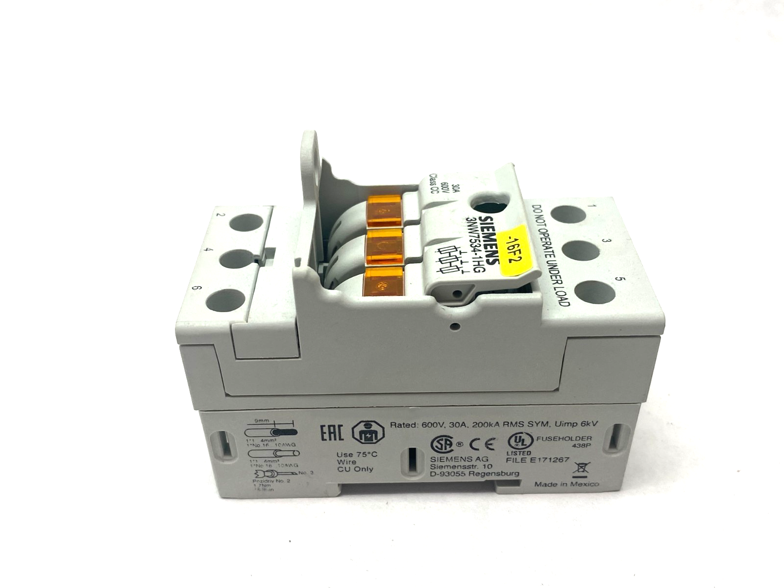 Siemens 3NW7534-1HG 3-Pole Fuse Holder Class CC 600V 30A - Maverick Industrial Sales