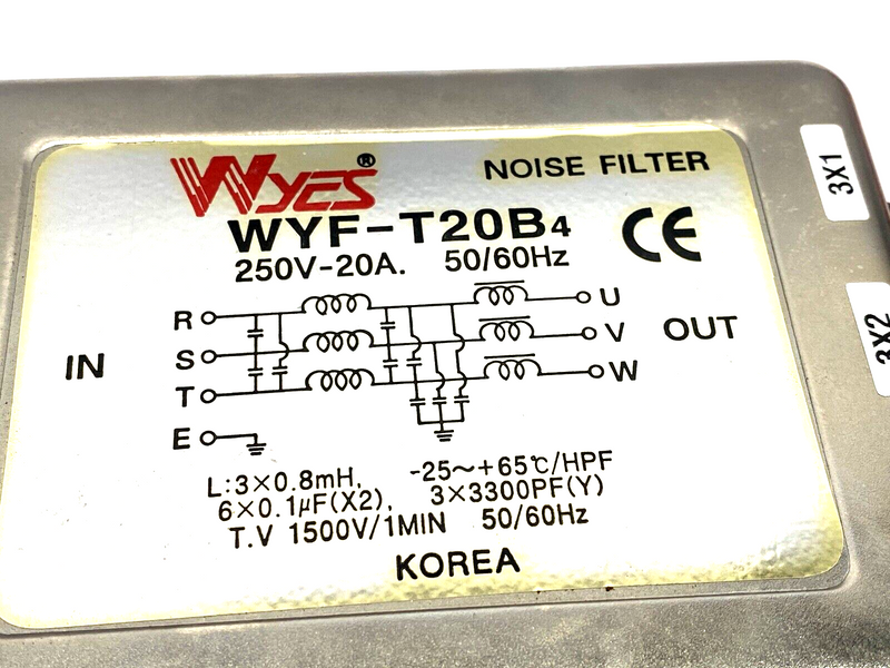 Wyes WYF-T20B4 Noise Filter 250V 20A WYF-T20B - Maverick Industrial Sales