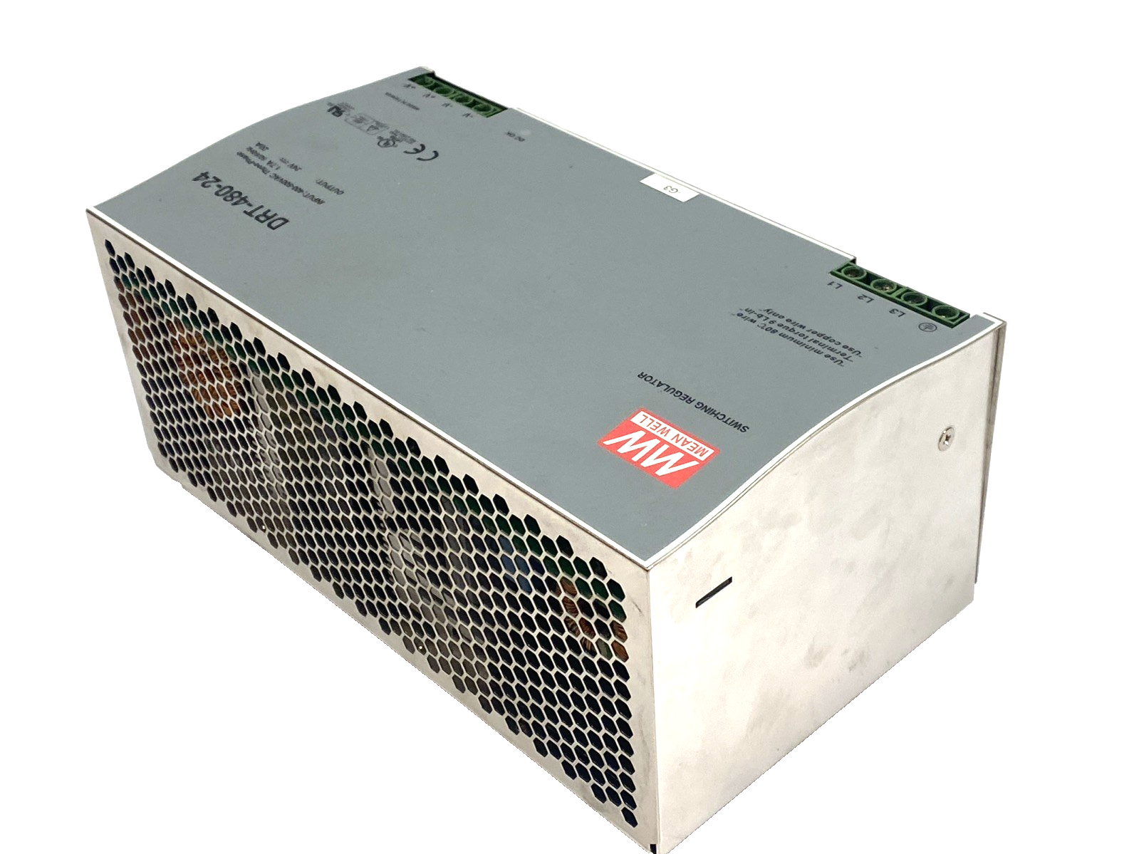 Mean Well DRT-480-24 Power Supply DIN Rail 24VDC 20A 3-Phase - Maverick Industrial Sales