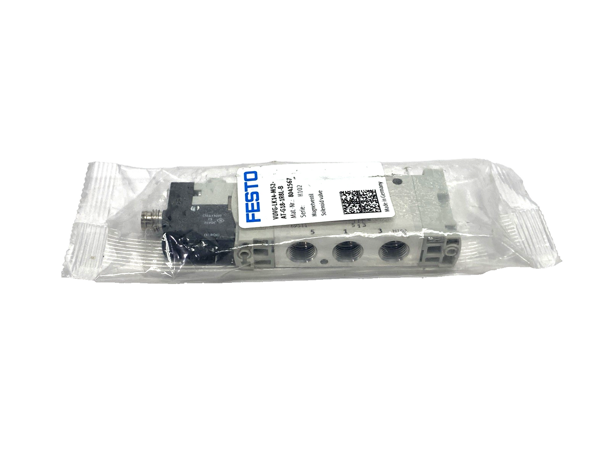 VUVG-LK14-M52-AT-G18-1R8L-B | Festo Solenoid Valve G1/8 24VDC 8042567 - New - Maverick Industrial Sales