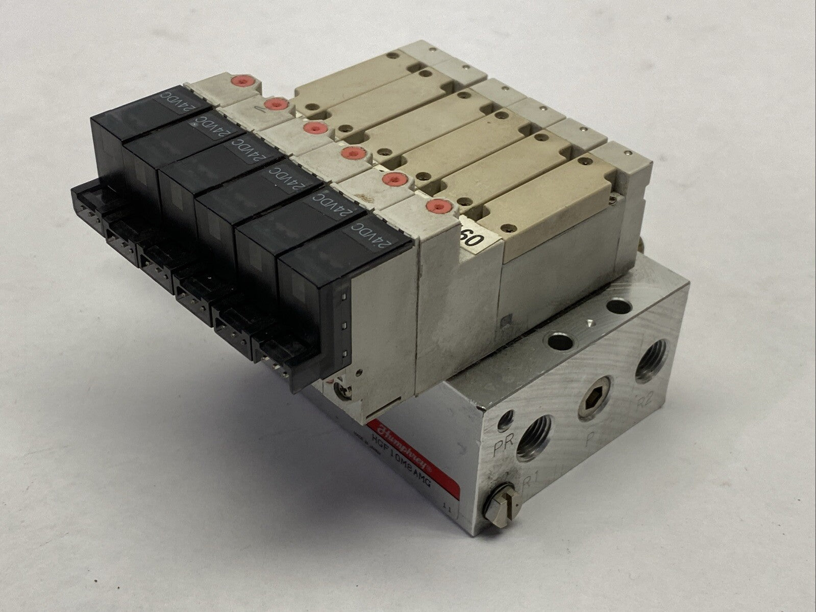 Humphrey HGF10M8AMG Pneumatic Manifold w/ 6x HGF10T1G-80-PS Solenoid Valves - Maverick Industrial Sales