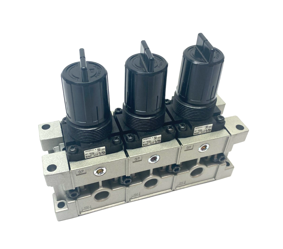 SMC NARM2500-03A-N02 Modular 3-Regulator Manifold 1/4" NPT - Maverick Industrial Sales