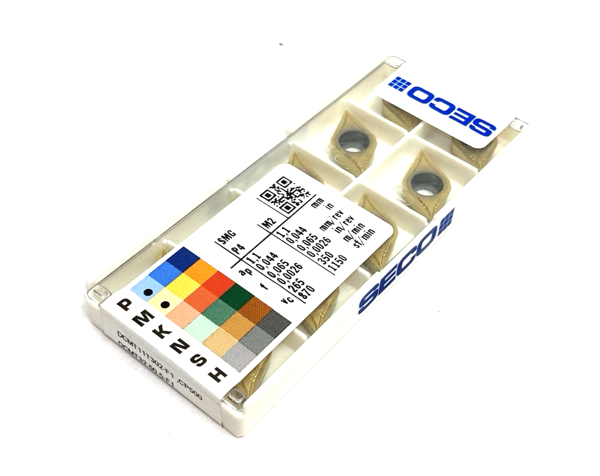 00096869 | Seco DCMT11T302-F1 CP500 Turning Insert DCMT32.50.5-F1 CP500 PKG OF 10 - New - Maverick Industrial Sales