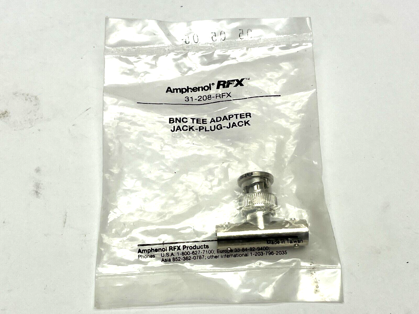 Amphenol 31-208-RFX BNC Tee Adapter Jack-Plug-Jack LOT OF 2 - Maverick Industrial Sales