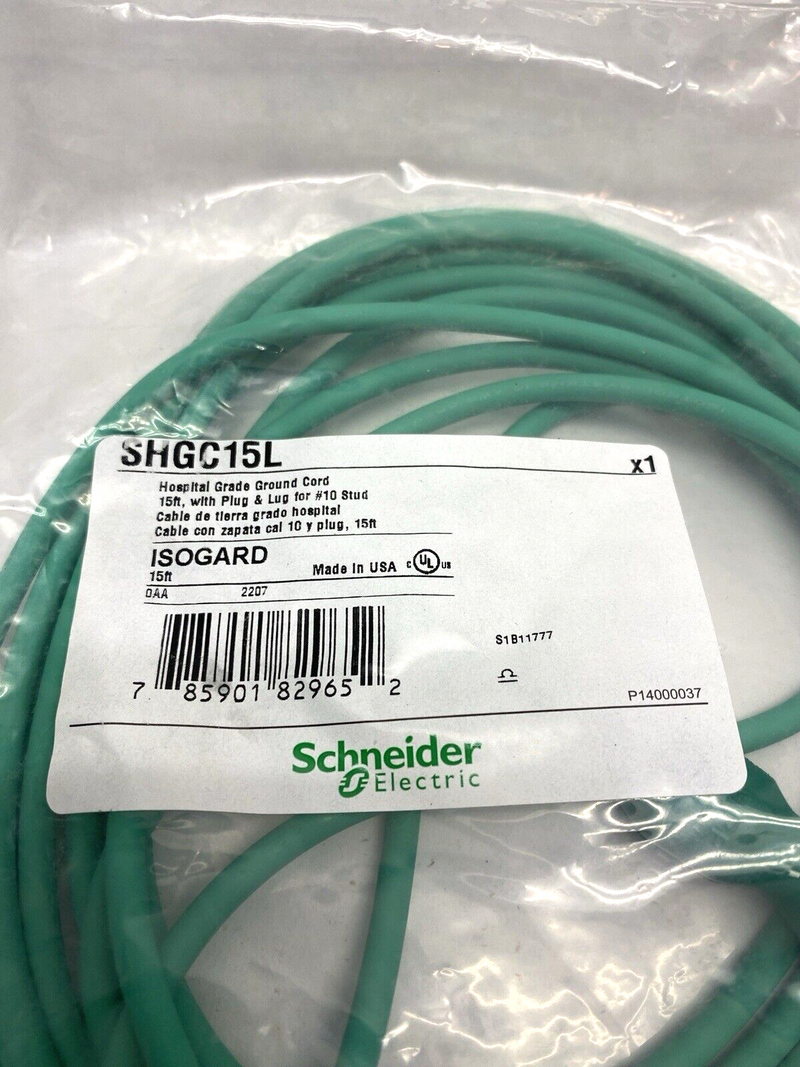 Schneider Electric SHGC15L ISOGARD Hospital Grade Ground Cord 15ft 785901829652 - Maverick Industrial Sales