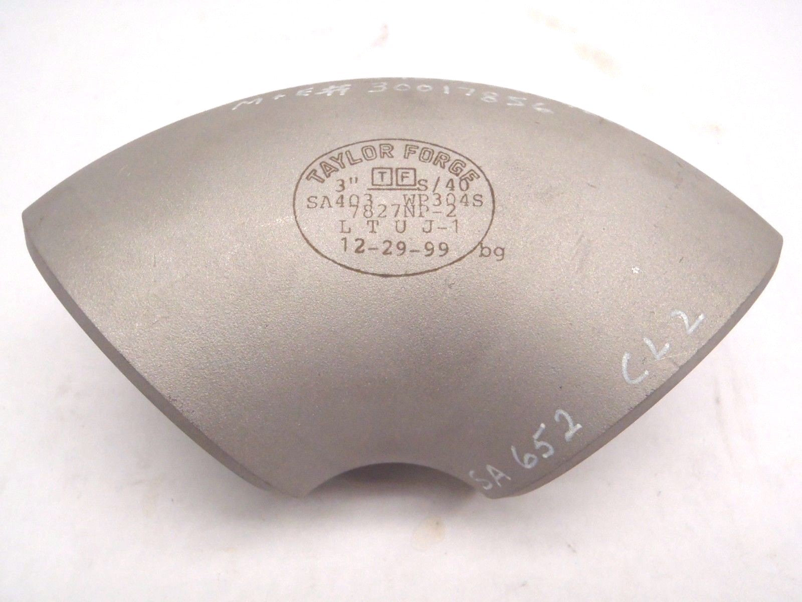 TAYLOR FORGE 3" WP304S/304LS S/40 7827NP-2 LTUJ-1 90° SHORT RADIUS ELBOW BUTT WE - Maverick Industrial Sales