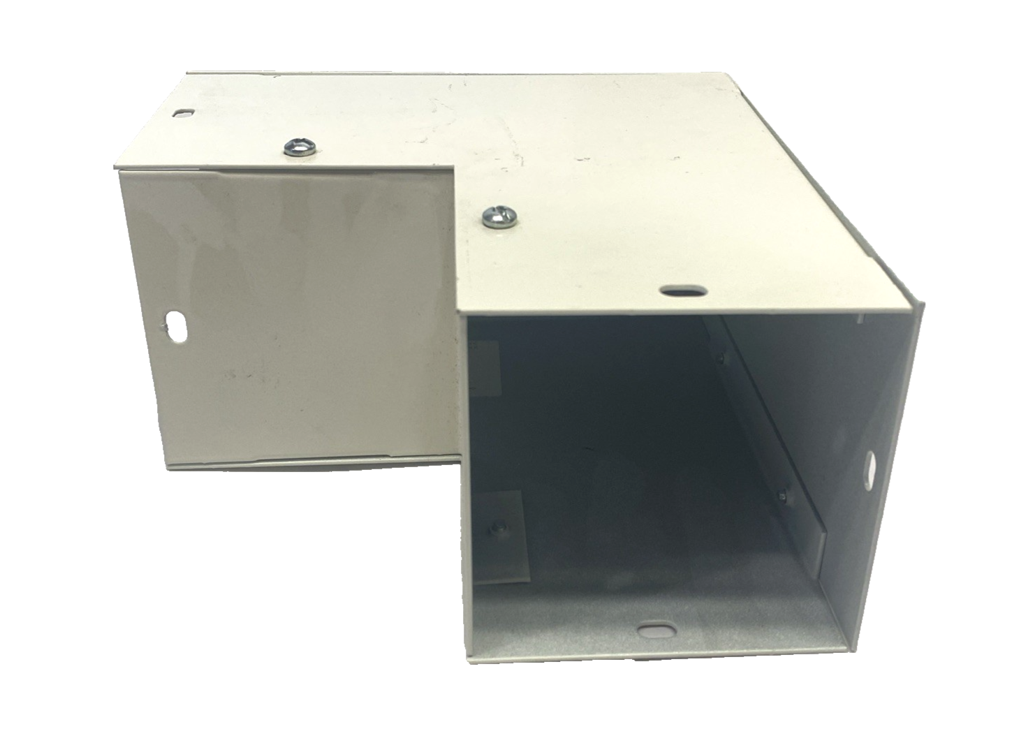 F4490EOUT | Hoffman Wireway Elbow 90-Degree Outside Opening, Fits 4"x4" White - Used - Maverick Industrial Sales