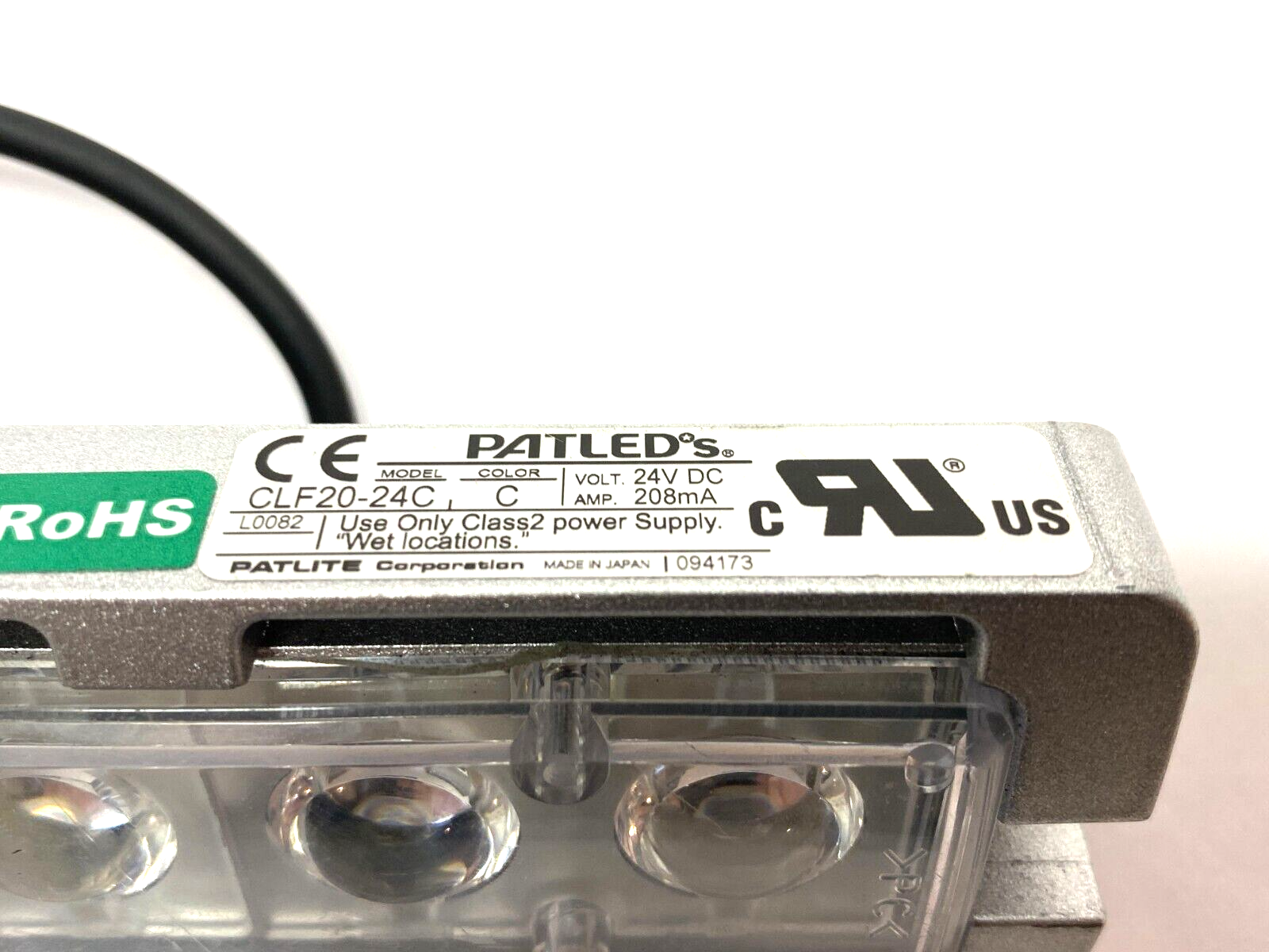 Patlite CLF20-24C PatLEDs Light Bar Super Bright 200mm 24VDC 1700lux Clear - Maverick Industrial Sales