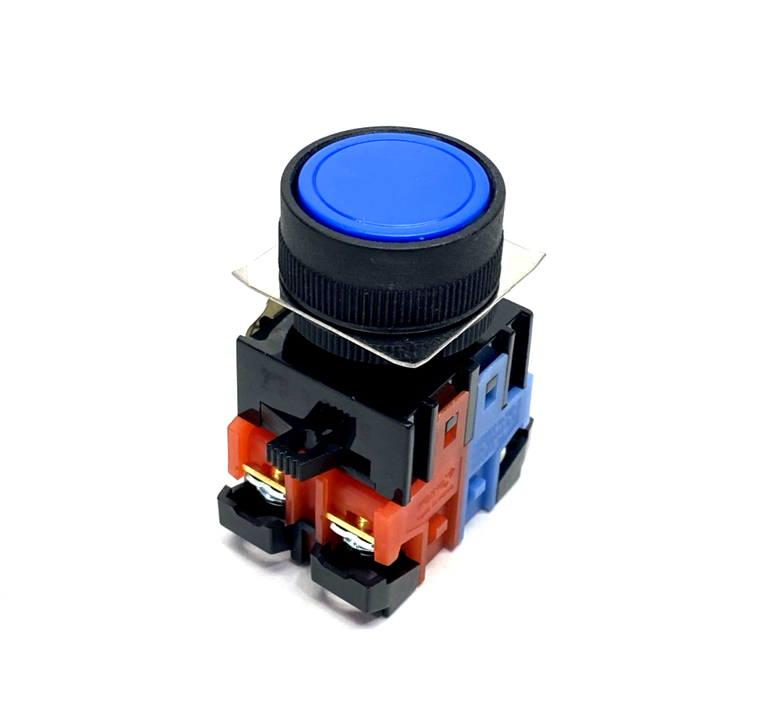 Koino KH-2201EB-11B Push Button Switch 22mm, Momentary, Blue, 125/250VAC - Maverick Industrial Sales