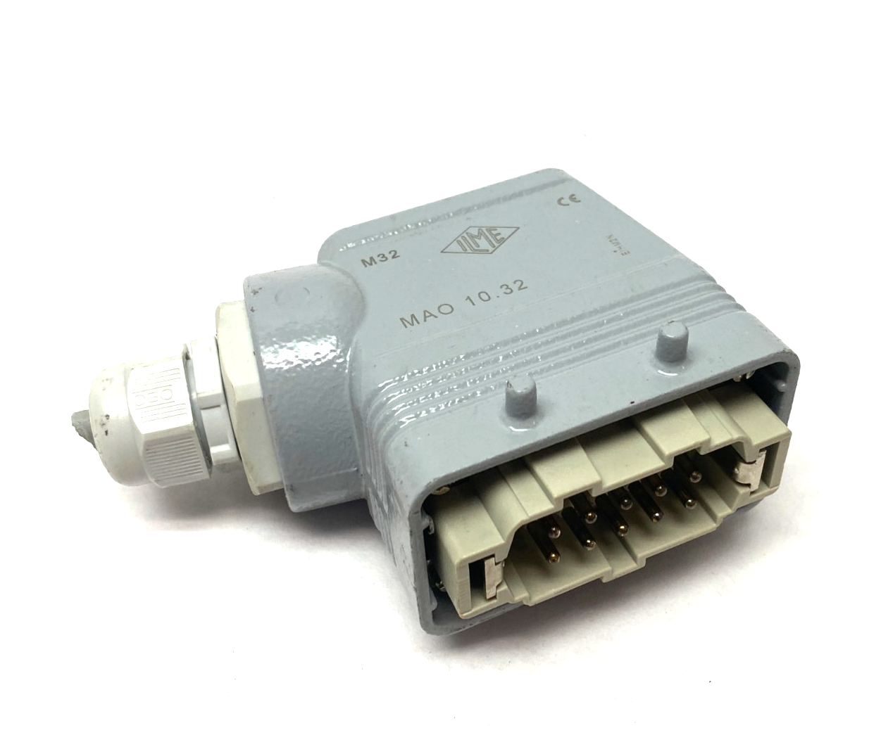 ILME MAO 10.32 Cable Hood M32 Side Entry Type C, 4-Pegs w/ 10-Pin Male Insert - Used - Maverick Industrial Sales