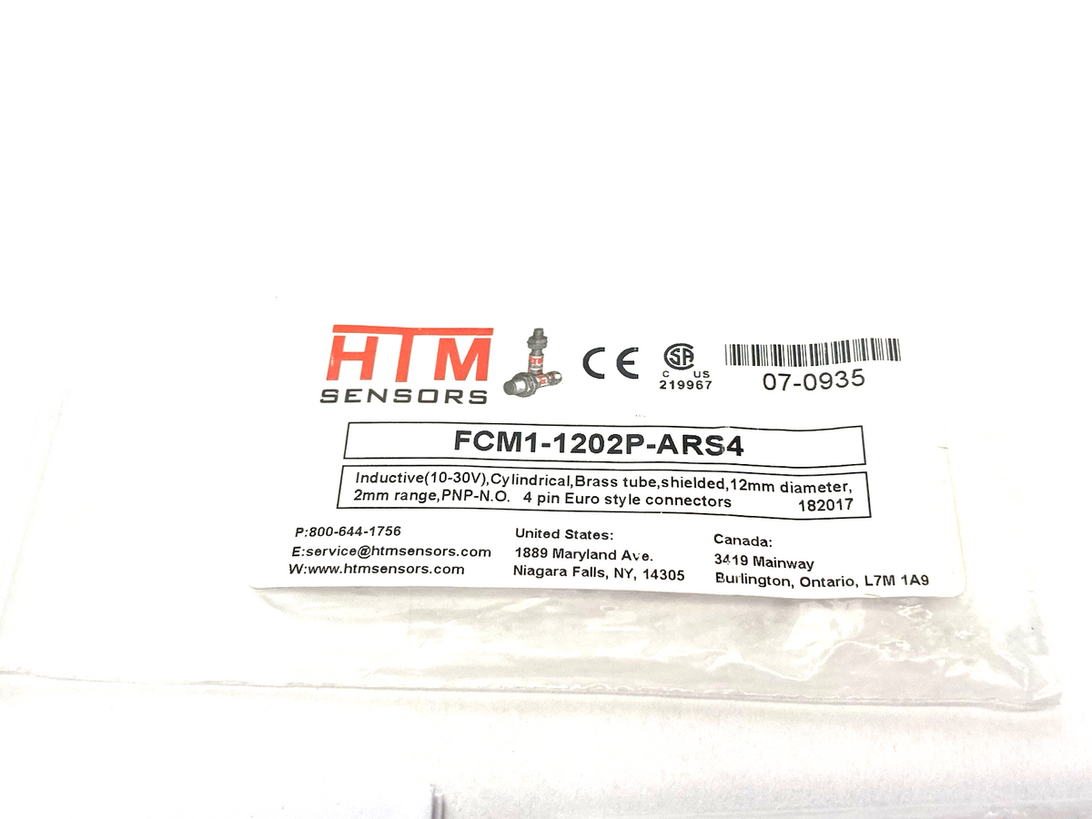 FCM1-1202P-ARS4 | HTM Sensors Inductive Cylindrical Proximity Sensor 2mm 07-0935 - New – Open box - Maverick Industrial Sales