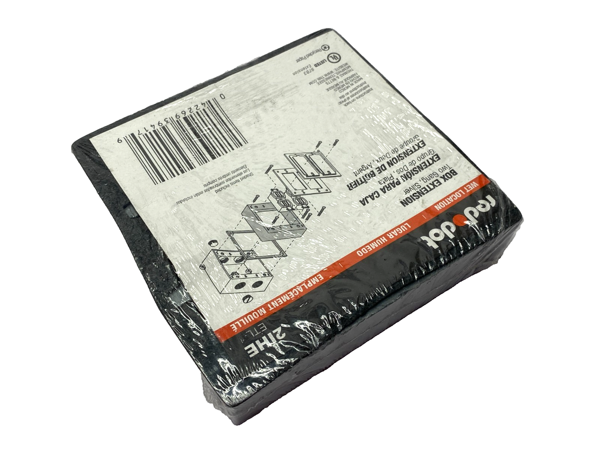 Red Dot 2IHE Two Gang Electrical Box Extension 4-5/8" L/W x 1" D Silver Aluminum - Maverick Industrial Sales